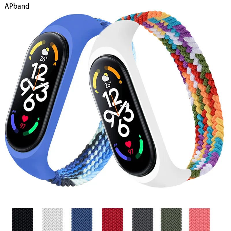 Strap for Mi band 7 6 5 Nylon Braided Solo Loop pulseira bracelet Miband4 Miband5 Miband6 Wristband xiaomi Mi band 4 3 5 6 7