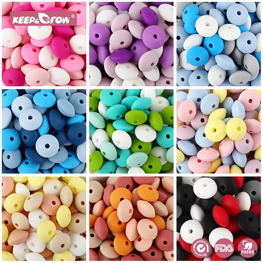 20Pcs Silicone Beads Baby 12MM Lentil Beads DIY Pacifier Clips Chain Pendant BPA Free Eco-friendly Baby Teether Toys Accessories