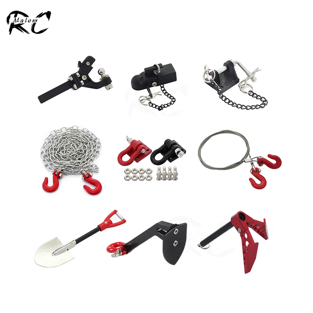 Main RC Car Metal Trailer Tow Hook Accessories Winch Anchor Chains Truck Nuts for 1/10 Crawler TRX4 TRX6 D90 SCX10 86100 CC01 MN99S image