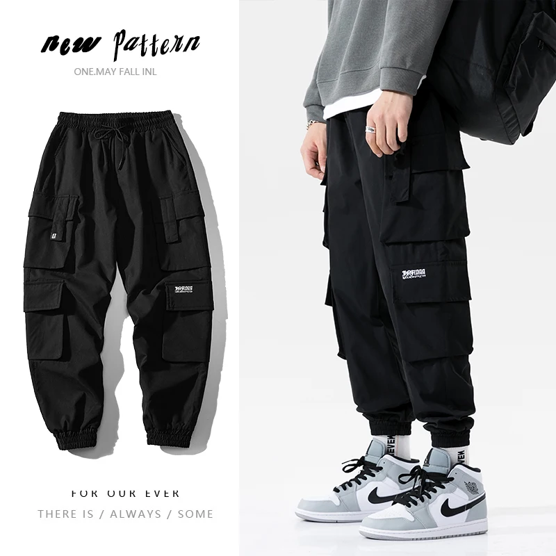 Streetwear Black Mens Harem Joggers Pants Men Cargo Pants 2024 Hip Hop Casual Pockets Sweatpants Male Oversized Fashion Trousers