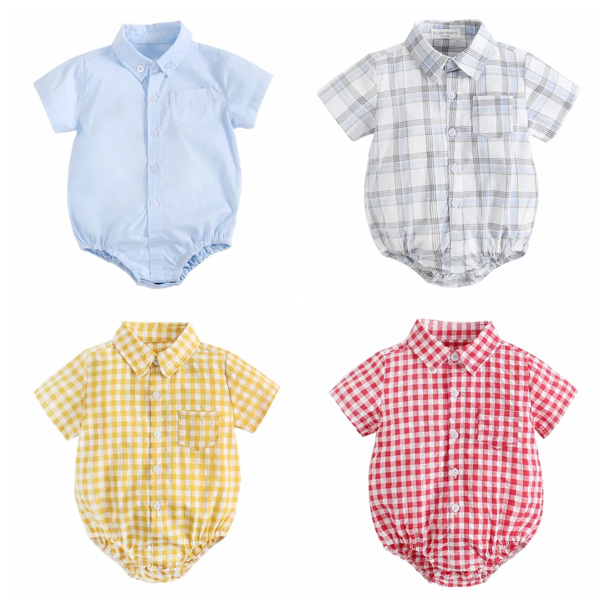 Sanlutoz Cotton Baby Boys Bodysuits Fashion Newborn Clothes for Baby Boy Short Sleeve Summer Baby Clothing Plaid