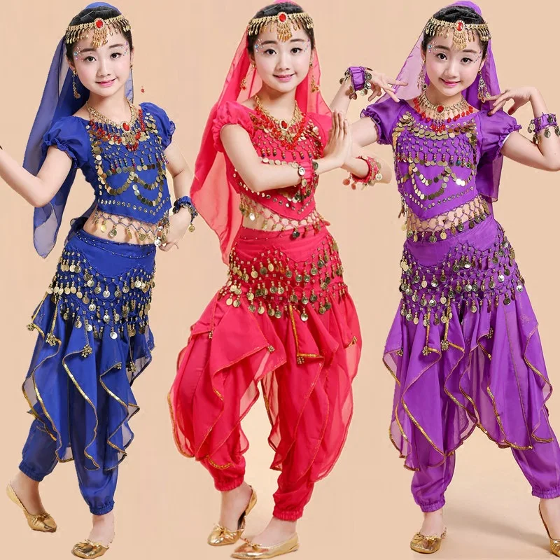 Kid Belly Dance Costumes Set Oriental Dance Girl Belly Dancing India Belly Dance Clothes Belly Dance Child Adult Indian 4 Colors