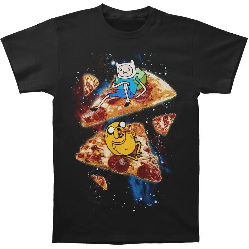 Adventure Time Men'S Pizza T-Shirt Black T Shirt Men Short Sleeve New Arrival Male Tees Casual Boy T-Shirt Tops Discounts