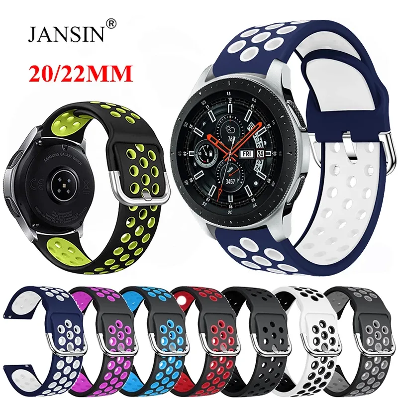 20mm 22mm Silicone Band For Galaxy Watch 3 4 5 6 7 Active2 GT4 Bracelet Band For Amazfit bip 5 3 Samsung Watch 4/6 Classic Strap