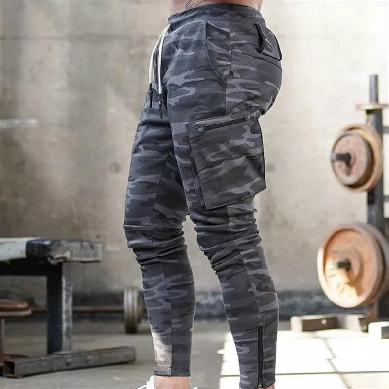 Men Jogger Pants Sweatpants Man Gym Workout Fitness Cotton Trousers Male Casual Fashion Skinny Sports Pants Zipper Design Pants