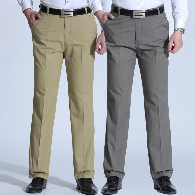 Spring and Summer Brand Men's Trousers Middle-aged Men Trousers Thin Casual Solid Color  Loose Pant  High Waist Man Trouser Pant