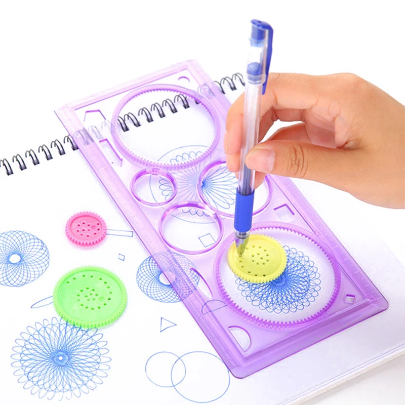 Main 1pcs Geometric Ruler for Students Mathematics Drawing Drafting Tools Learning Painting Children Puzzle Toys Spirograph Art Tool image