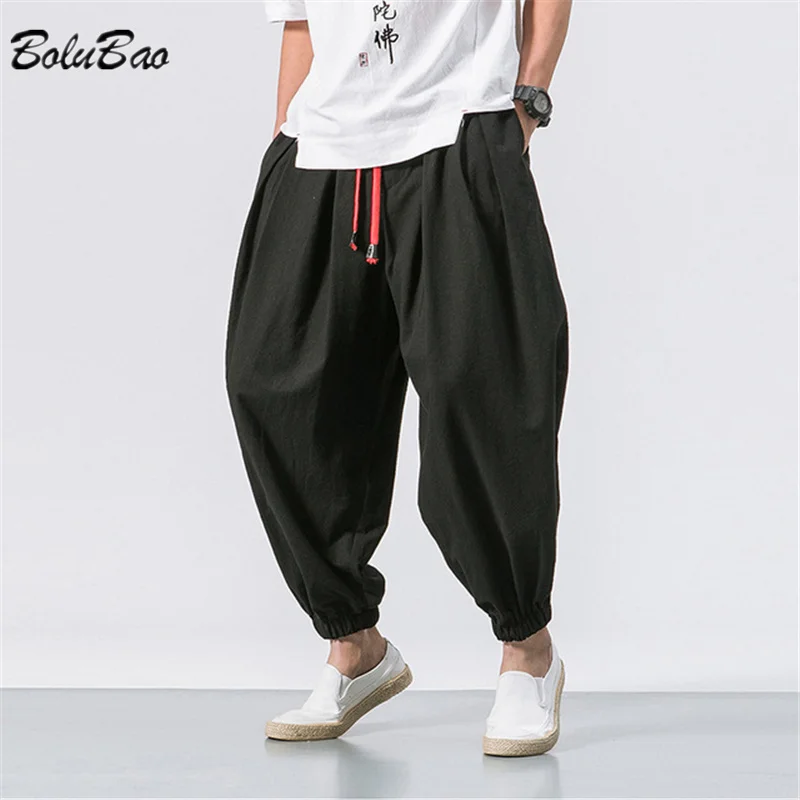 BOLUBAO Spring Men Loose Harem Pants Chinese Linen Overweight Sweatpants High Quality Casual Brand Oversize Trousers Male