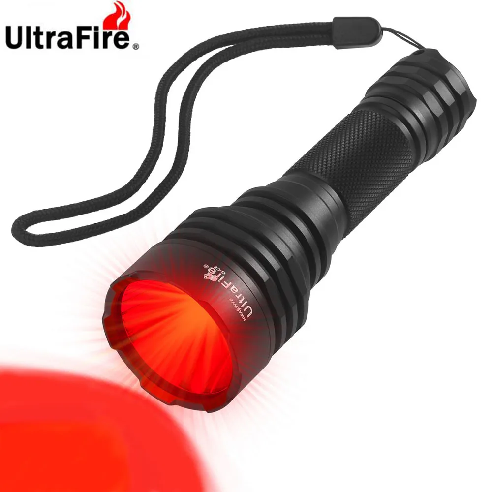 Main UltraFire C8 LED Outdoor Strong Red Light Flashlight Using 18650 Handheld Manual Torch For Tactical Hunting Waterproof Lantern image