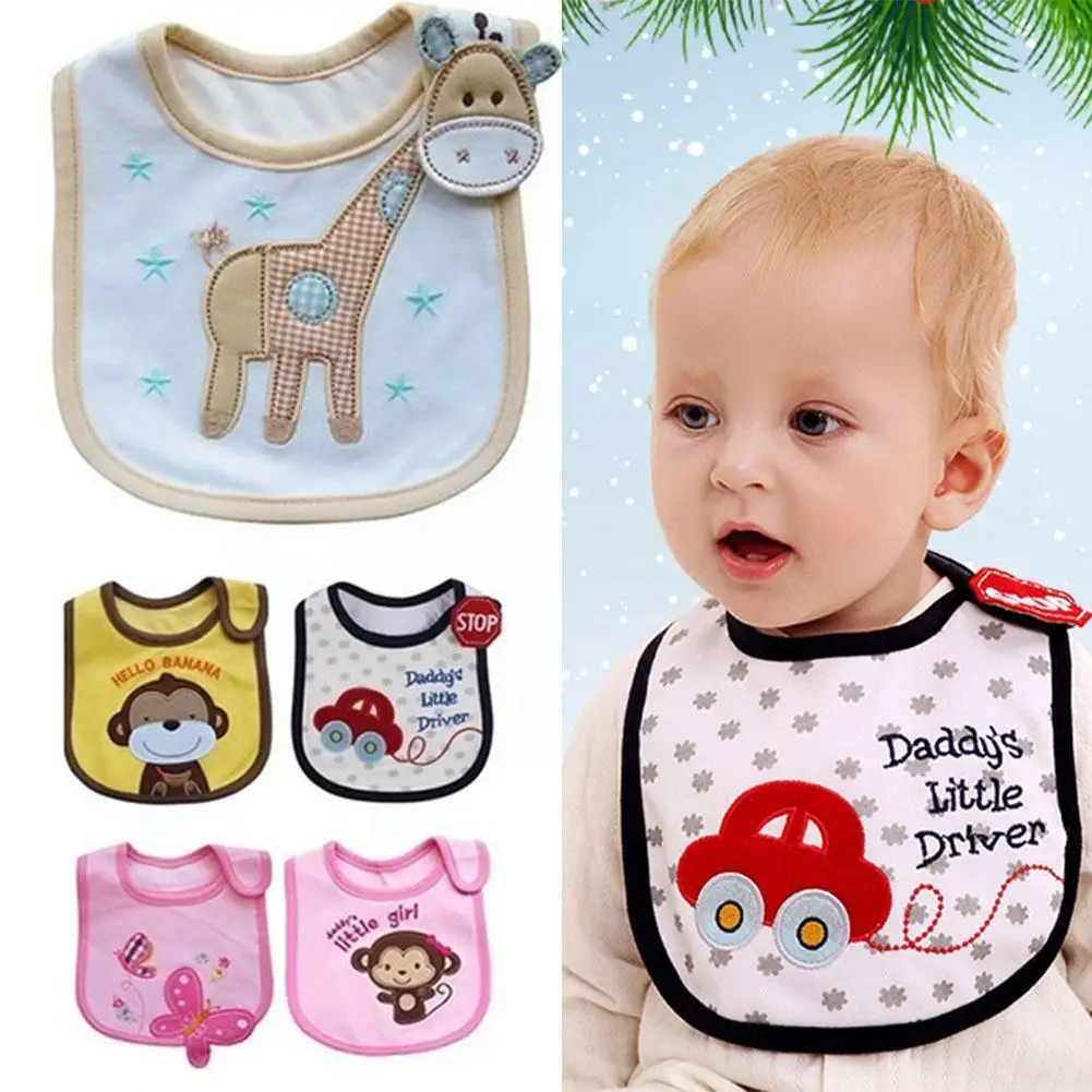 Feeding Baby Bibs Bandana Cute Embroidered Sleeveless Things For Baby Boy Burp Saliva Cartoon Bibs Girl Bib Cloths C7M9