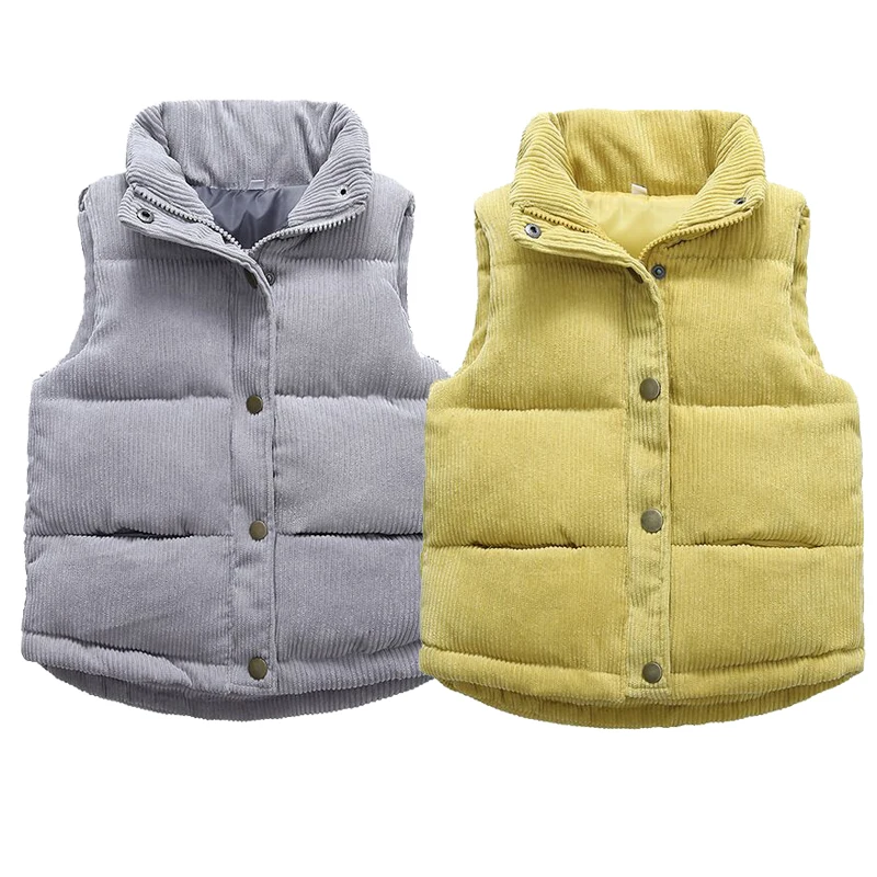 Kids Warm Vest  Winter Girls Boys Thicken Waistcoat Corduroy Outerwear Vest Children Teens Cotton Jackets Vest For 2-10 Years