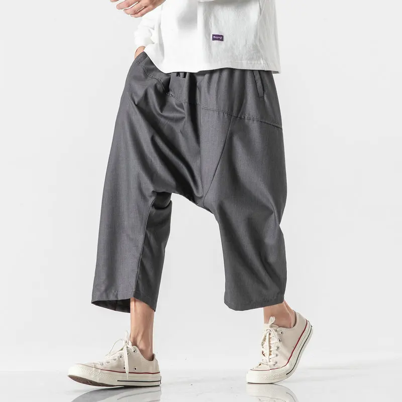 Summer Men's Wied Leg Pants Japanese Streetwear Men Casual Loose Pants Fashion Male Joggers Pants Vintage Harajuku Style