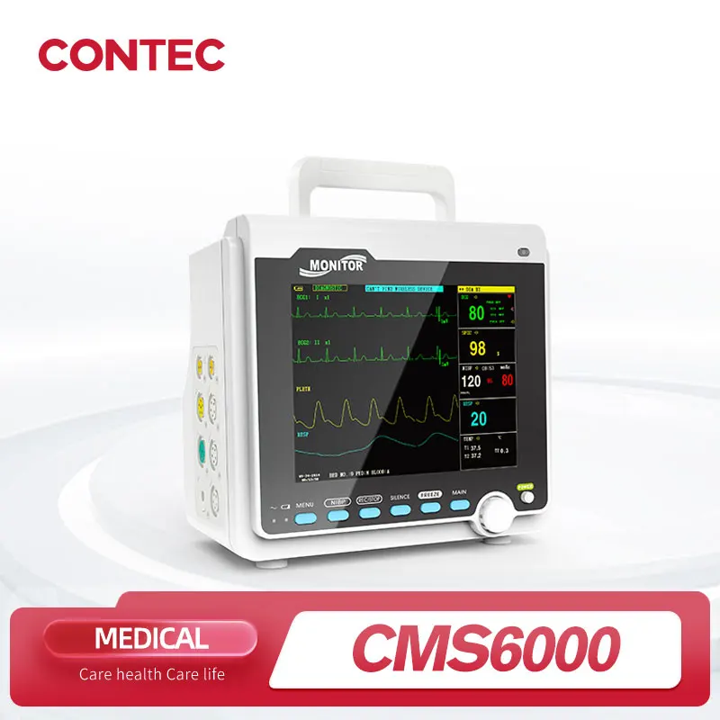 Main CONTEC Portable Patient Monitor Human/Veterinary  8" Vital Sign Monitor ECG NIBP RESP SPO2 PR TEMP (Printer&Etco2 Option) image