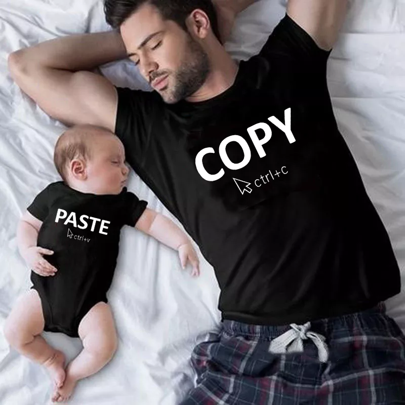 Spocket Dropship Family Look Copy Paste Tshirts Funny Family Matching Clothes Father Daughter Son Outfits Daddy Mommy and Me Baby Kids Clothes