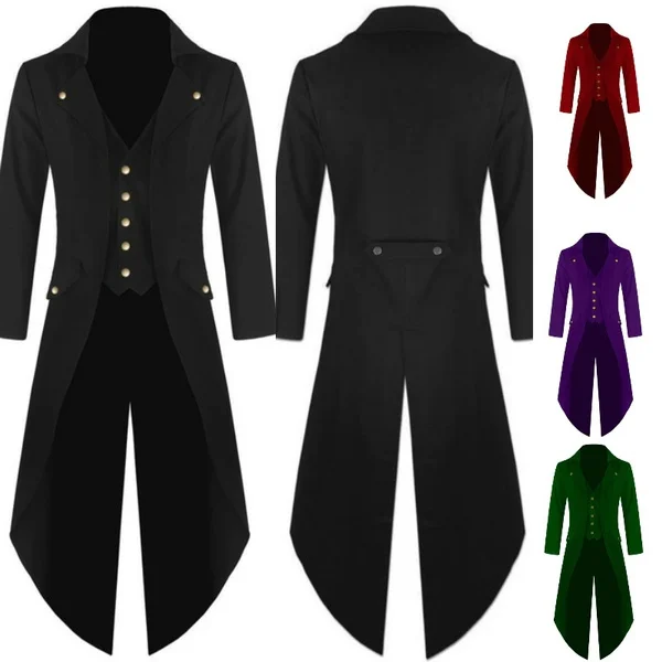 Gentlemen Men's Coat Fashion Steampunk Vintage Tailcoat Jacket Gothic Victorian Frock Coat Men's Uniform Costume