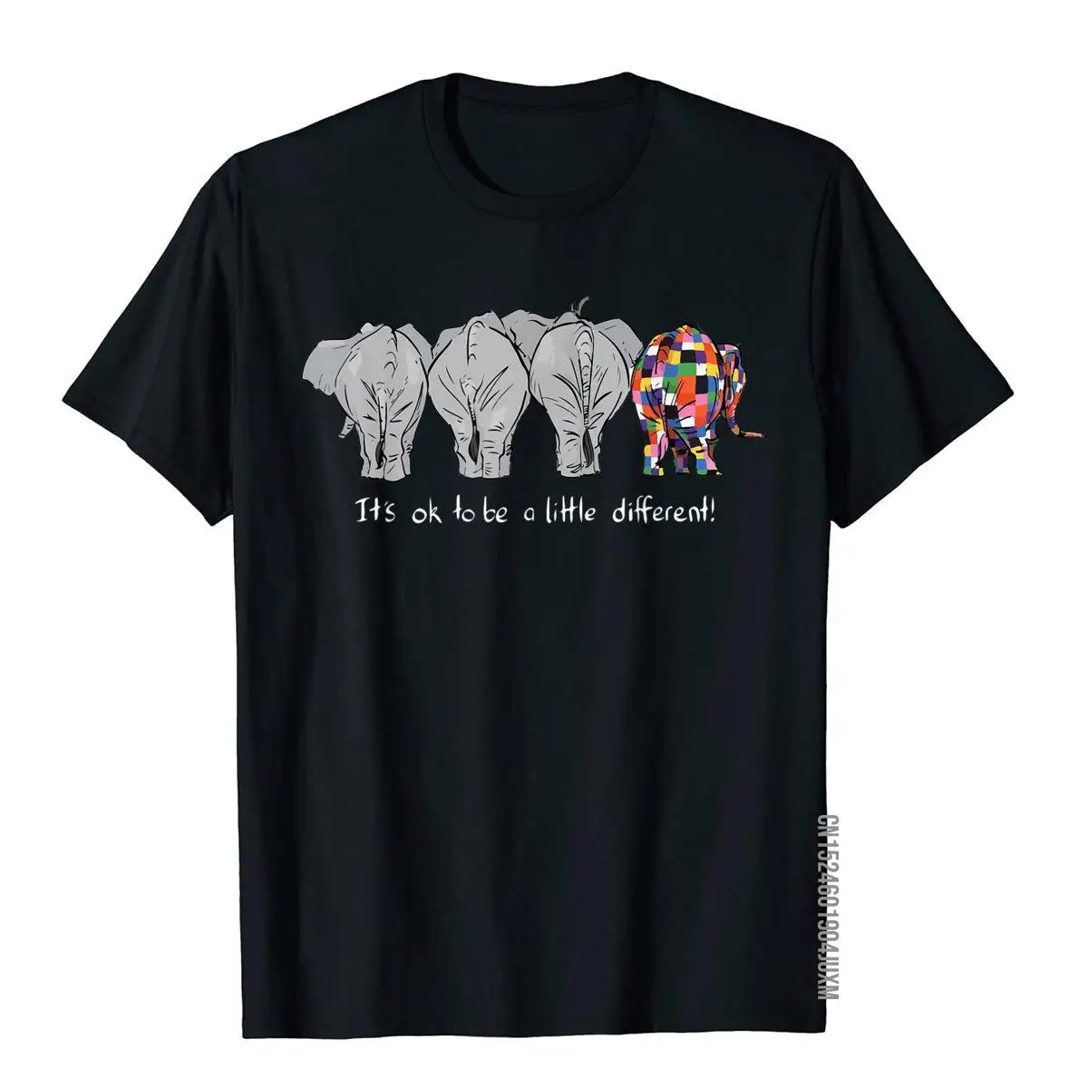 It's Ok To Be A Little Different Elephant Funny T-Shirt Cotton England Style Tops Tees Fitted Men Top T-Shirts Hip Hop