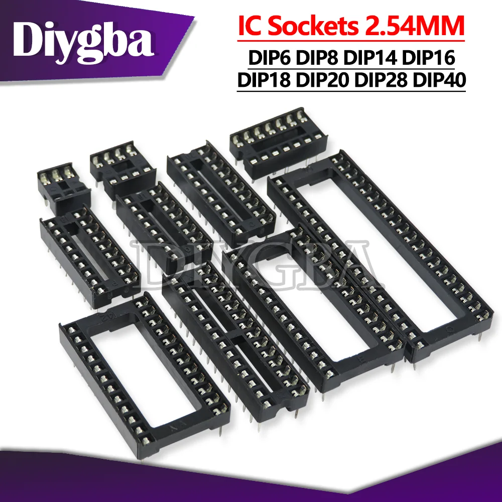 10PCS IC Sockets 2.54MM DIP6 DIP8 DIP14 DIP16 DIP18 DIP20 DIP28 DIP40 pins Connector DIP Socket 6 8 14 16 18 20 24 28 40 pin