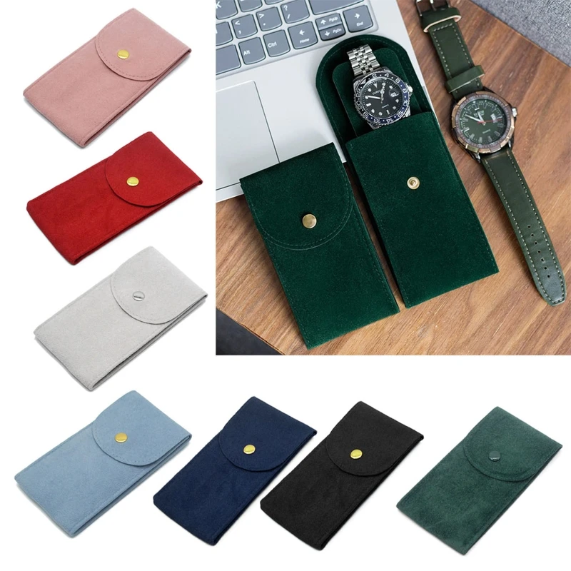 Velvet Snap Watch Bag Flannel Bag Packaging Bag Ring Bracelet Gift Bag Travel Storage Case for Men Women Watch lovers