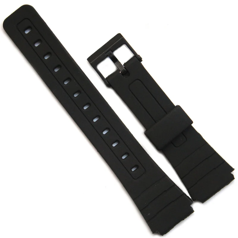 Watch Band Replacement Strap For Casio F-91W 18mm Black Resin Plastic Wrist Watchstrap with Pins Metal Buckle F91 F91W