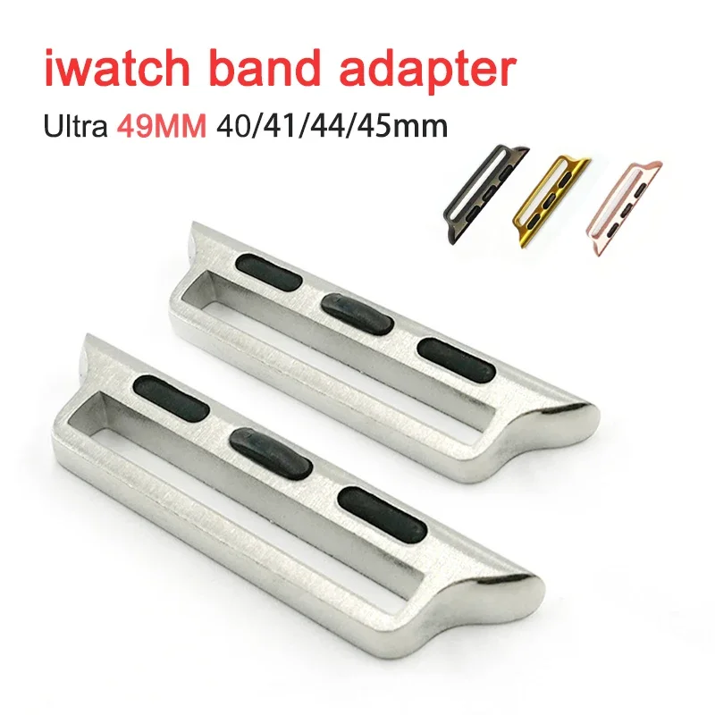 2PCS Stainless Steel Connector for Apple Watch Band Accessories for iwatch Series 6 SE 5 4 7 45mm 44mm 38/42/40/41 Metal Adapter