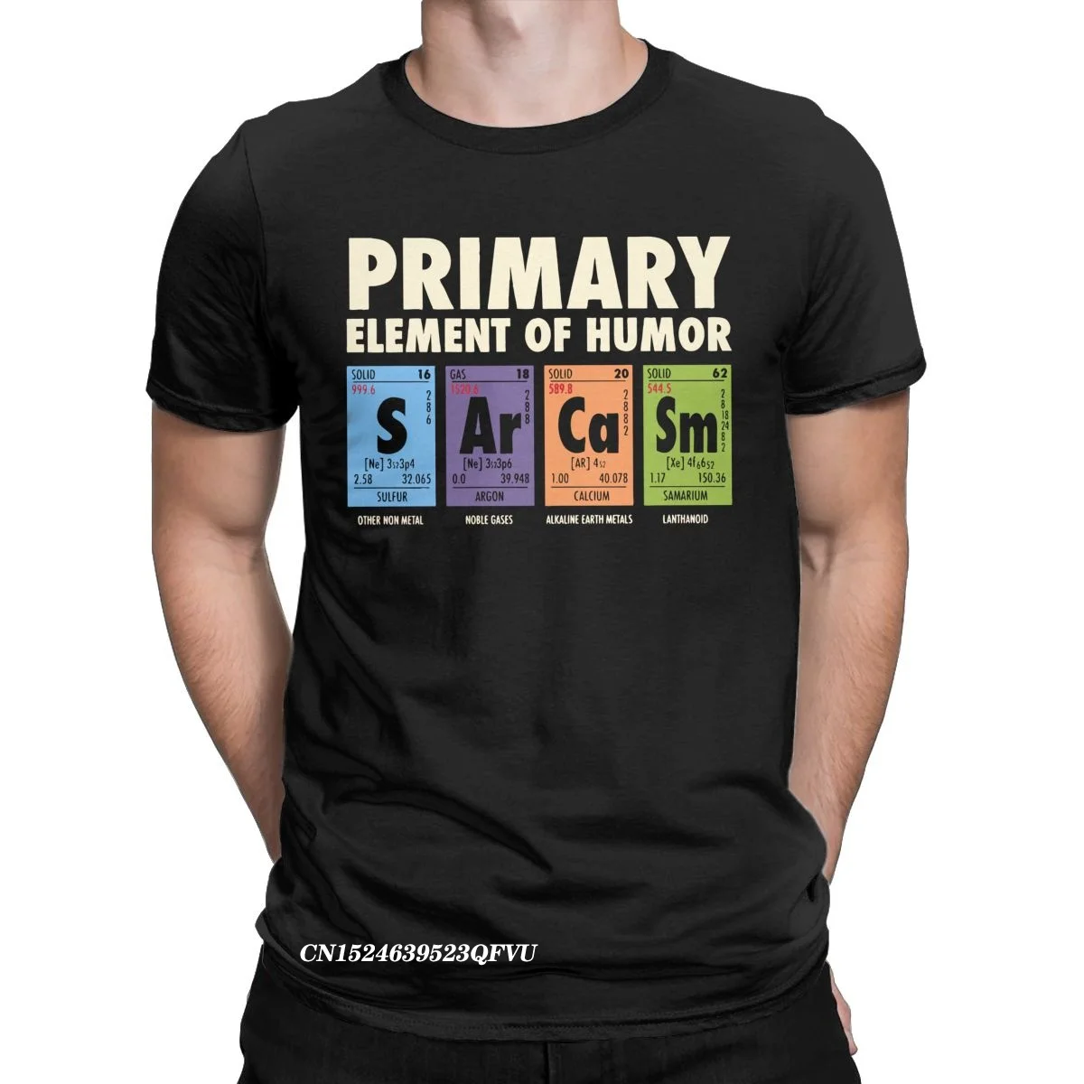 Sarcasm Periodic Table Of Humor Men Tshirt Secience Funny Tees Harajuku Manga T-Shirts Pure Cotton Tops