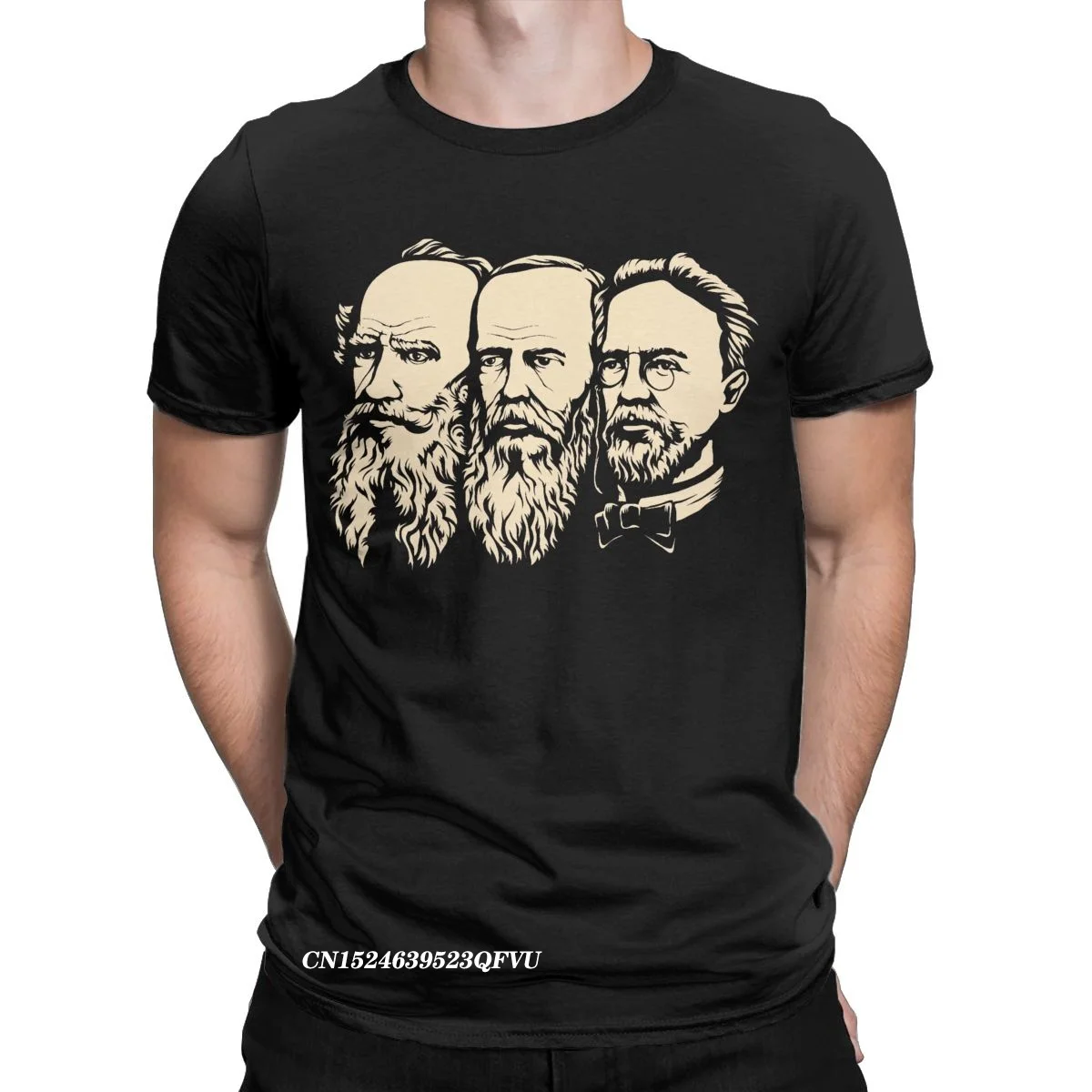 Men's Russian Tolstoy Dostoevsky Chekhov Tops T Shirts Communist Premium Cotton Funny Harajuku Manga Tees Big Size T-Shirt