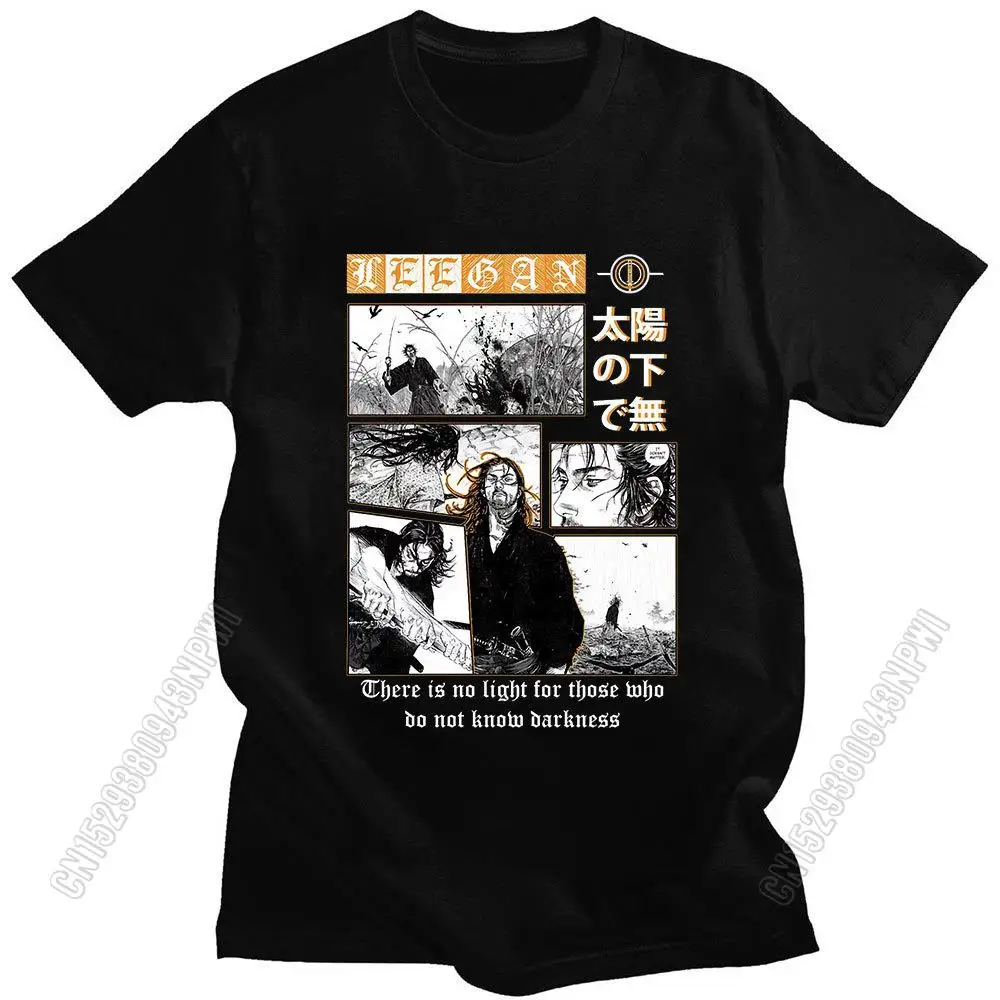 Vagabond Miyamoto Musashi Sasaki Kojiro Manga Tshirt Men Colored Panel Pure Cotton T Shirt Hip Hop Birthday Gift Streetwear