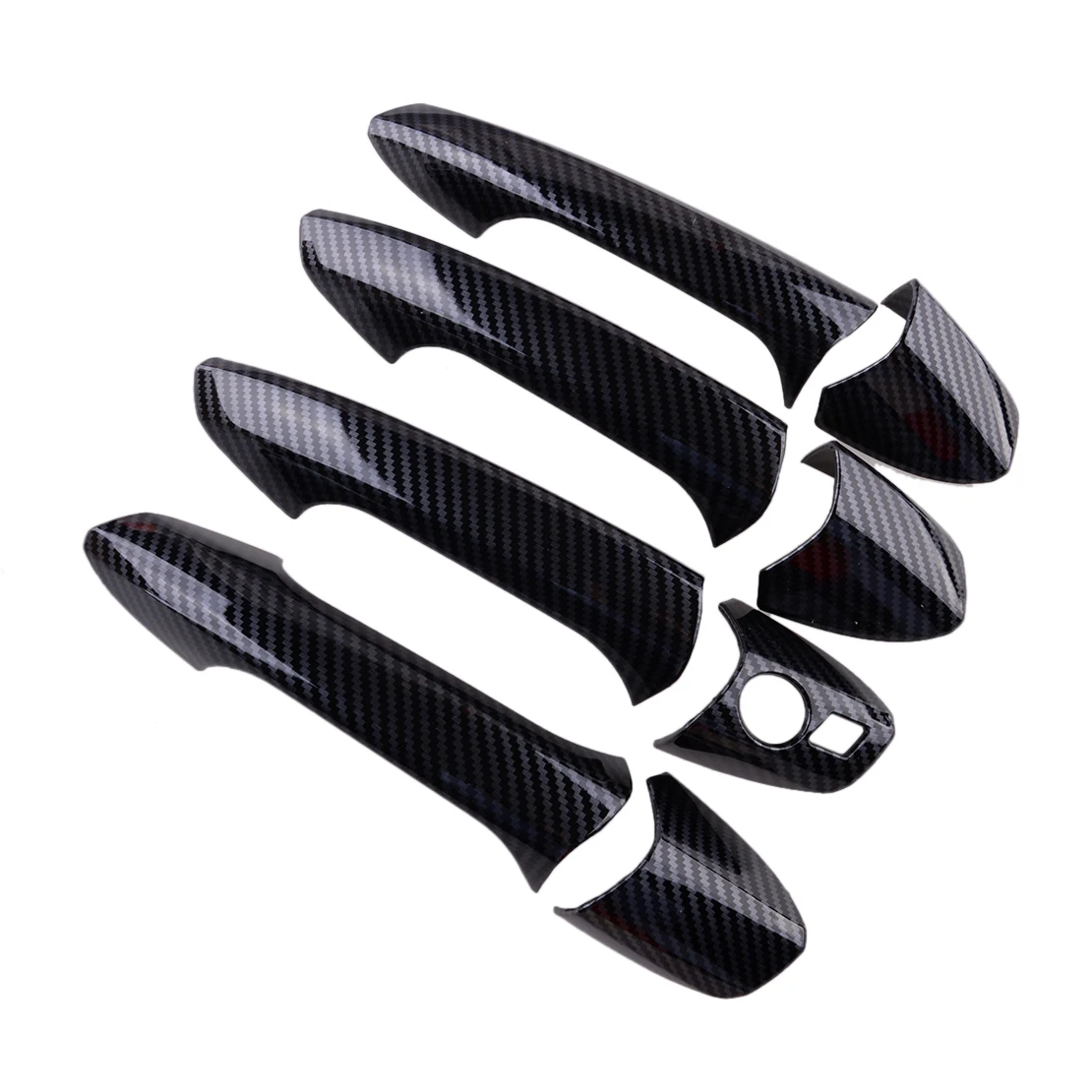 Car Exterior Door Handle Cover Trim Cap Set Carbon Fiber Texture Fit for Mercedes Benz W246 W204 W212 X204 W166 W117 LHD Black