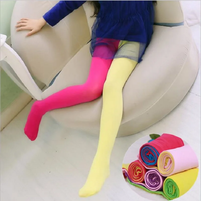 Infant children double color AB splicing velvet pantyhose asymmetrical candy for girls tights  детская одежда  külotlu çorap