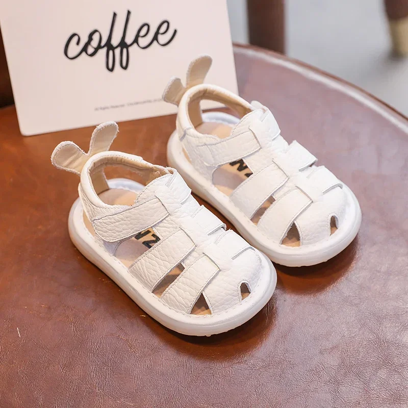 Baby Girls Boys Sandals Summer Anti-collision Infant Toddler Shoes Genuine Leather Soft Bottom Kids Children Beach Sandals