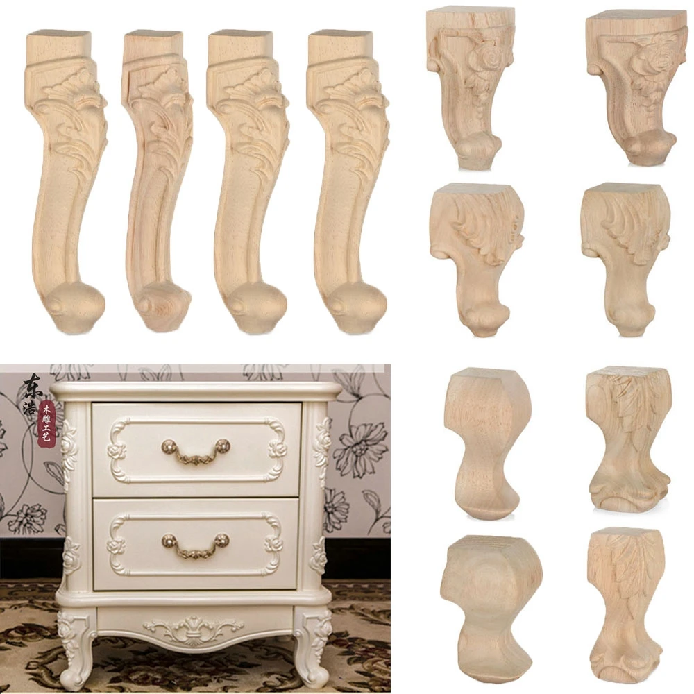 Main Wooden Carved Furniture Foot Legs Vintage Wood Feet Cabinet Seat Feets Tables Wardrobe Home Decoration image