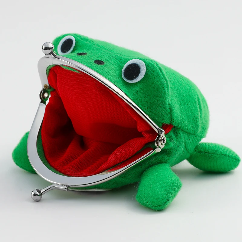 Main Novelty Adorable Anime Frog Wallet Coin Purse Key Chain Cute Plush Frog Cartoon Cosplay Purse For Women Bag Accessories image