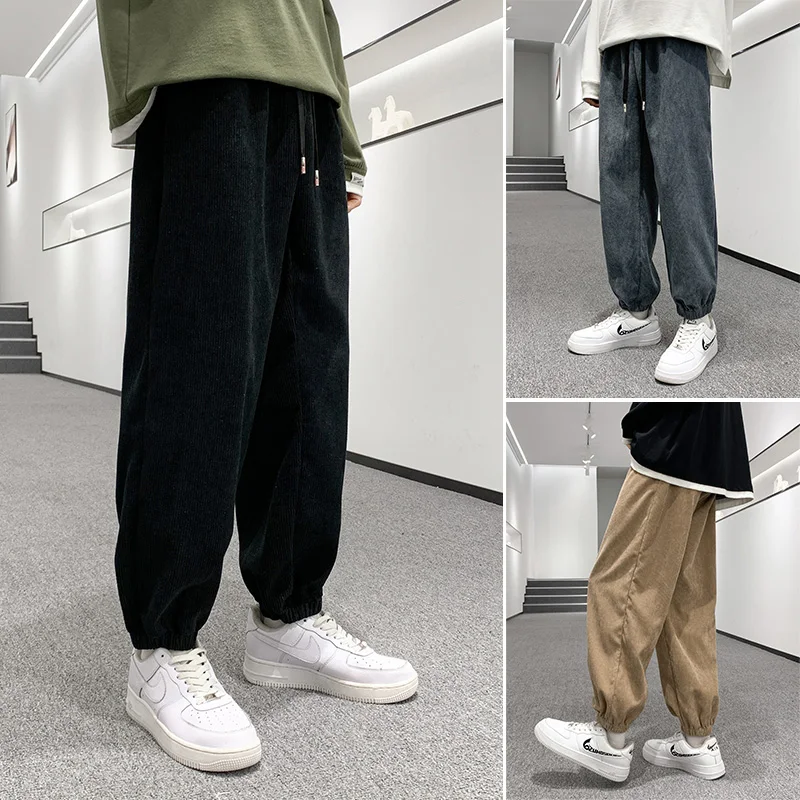 New Corduroy Spring And Autumn Youth Student Casual Pants Men'S Korean Version Fashion Trend Handsome Straight Trousers