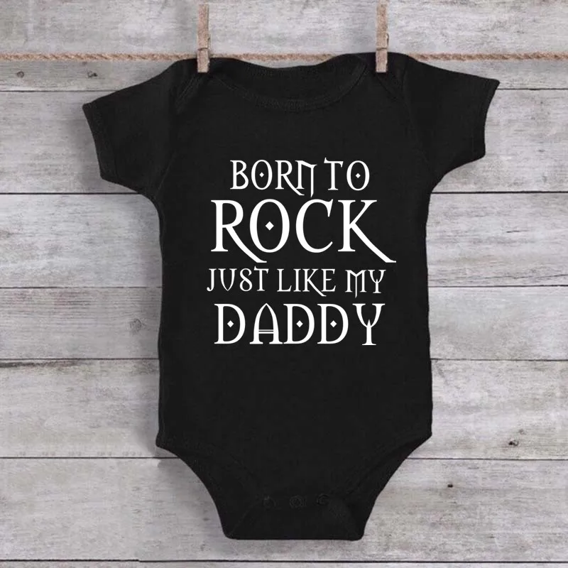 Born To Rock Newborn Baby Short Sleeve Cotton Baby Bodysuit Cute Baby Boy Clothes Jumpsuit Infant Outfit Baby Body Rock Onesie