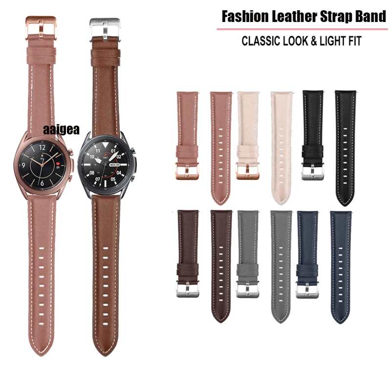 22mm 20mm Leather Band for Samsung Galaxy Watch 3 41mm 45mm Bracelet For Active 2 / Watch 4 Watch5 Watch6 Replacement Strap