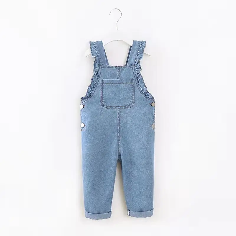 DIIMUU Baby Children Girls Clothing Toddler Overalls Denim Pants Fashion Kids Casual Jumpsuits Long Sleeve Trousers for  2-6T