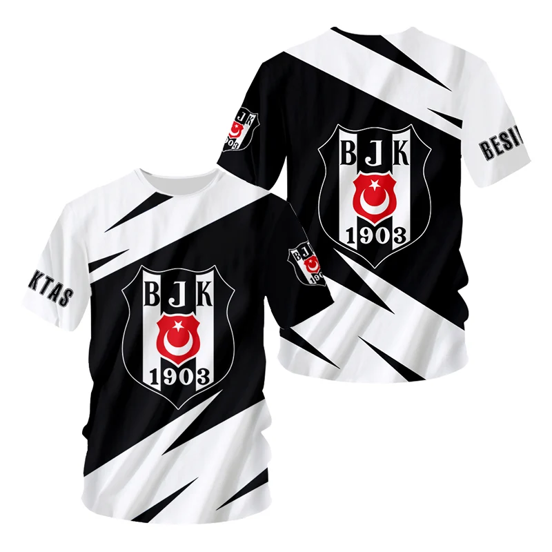 Men T-shirt 3D Harajuku Besiktas Football Shirt Graphic T Shirts Y2k Digital Printed Summer Turkey Istanbul Oversized Design Tee