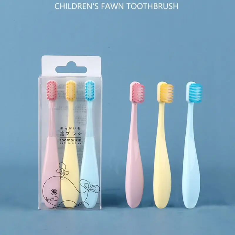 3Pcs/Set Sweet Candy Color Children Toothbrush Non-Slip Fatty Handle Small Head Soft Bristle Kids Training Tooth Brush Oral Care