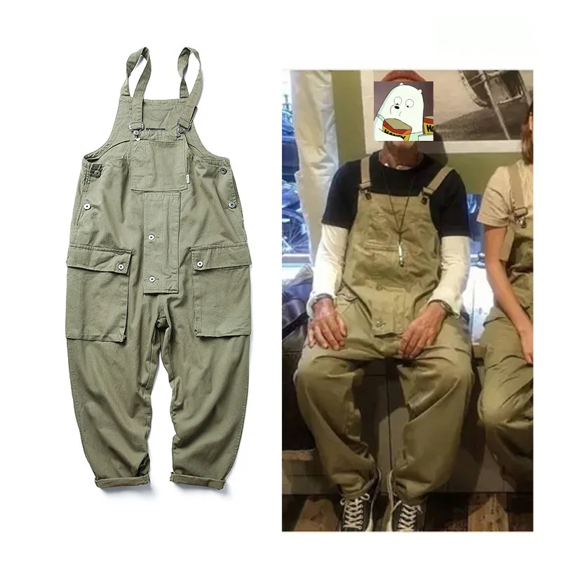 Men Clothing 2022 American Cargo Pants Casual One-piece Overalls Men's Overalls Trousers Tide Brand Worker Overalls Loose