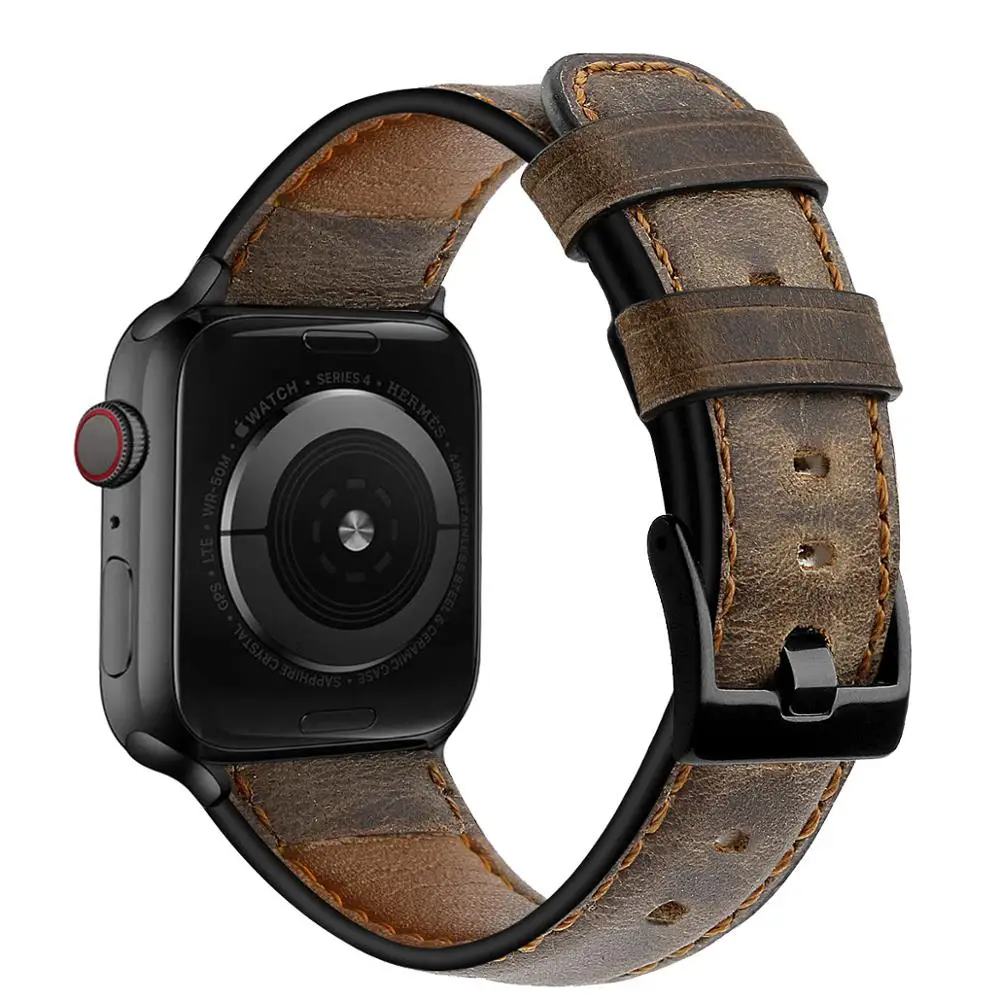 Strap for Apple watch band 44mm 40mm 45mm 41mm 49mm 38 42mm Retro Cow Leather correa bracelet iwatch series 7 6 3 SE Ultra 2 8 9