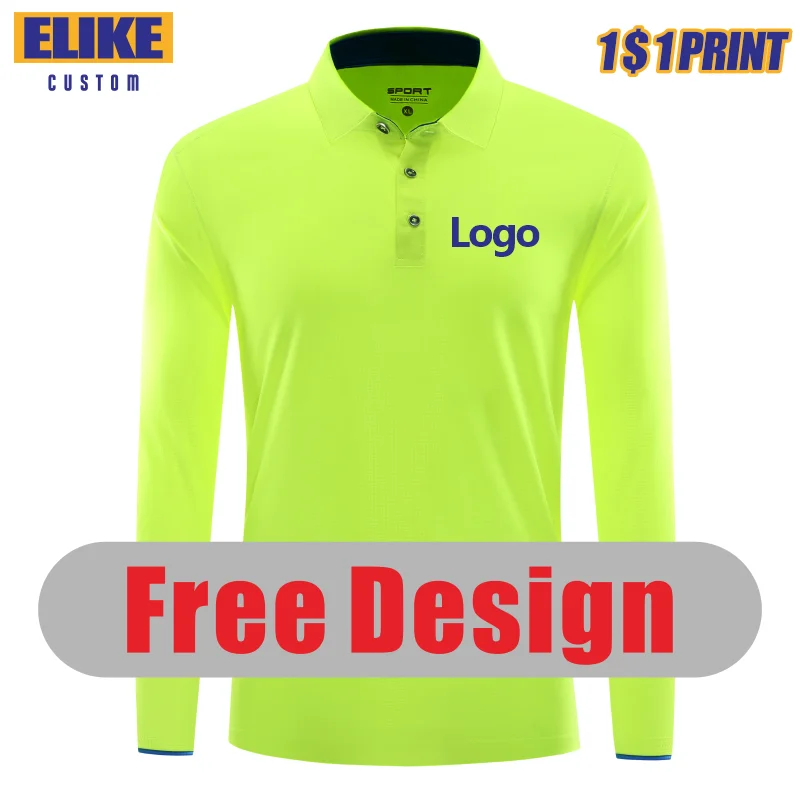 ELIKE Long Sleeve Quick-drying Sports Polo Shirt Custom Logo Print Embroidery Breathable Summer Men And Women Tops S-6XL 2022