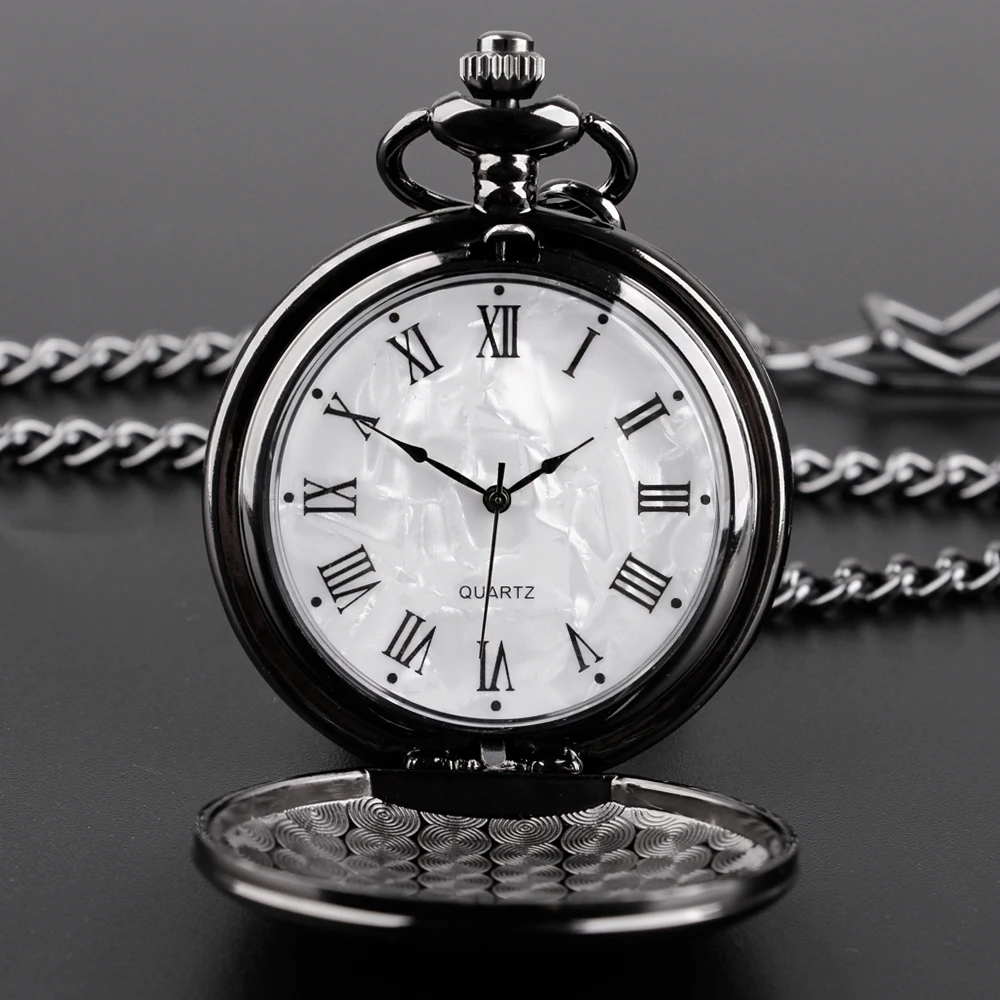 Main Fashion 37CM Fob Chain Smooth steel Quartz Pocket Watch Vintage Roman Nmber Dial Pendant Fob Watch Gifts Clock reloj de bolsillo image