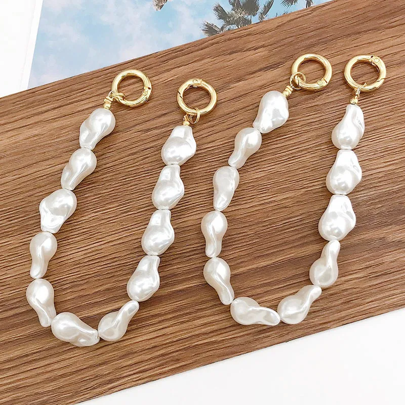 Korea Irregular Pearl Beaded Mobile Phone Chain For women Girls Handbag Belt strap ABS DIY replacement Handle Bag Accessories