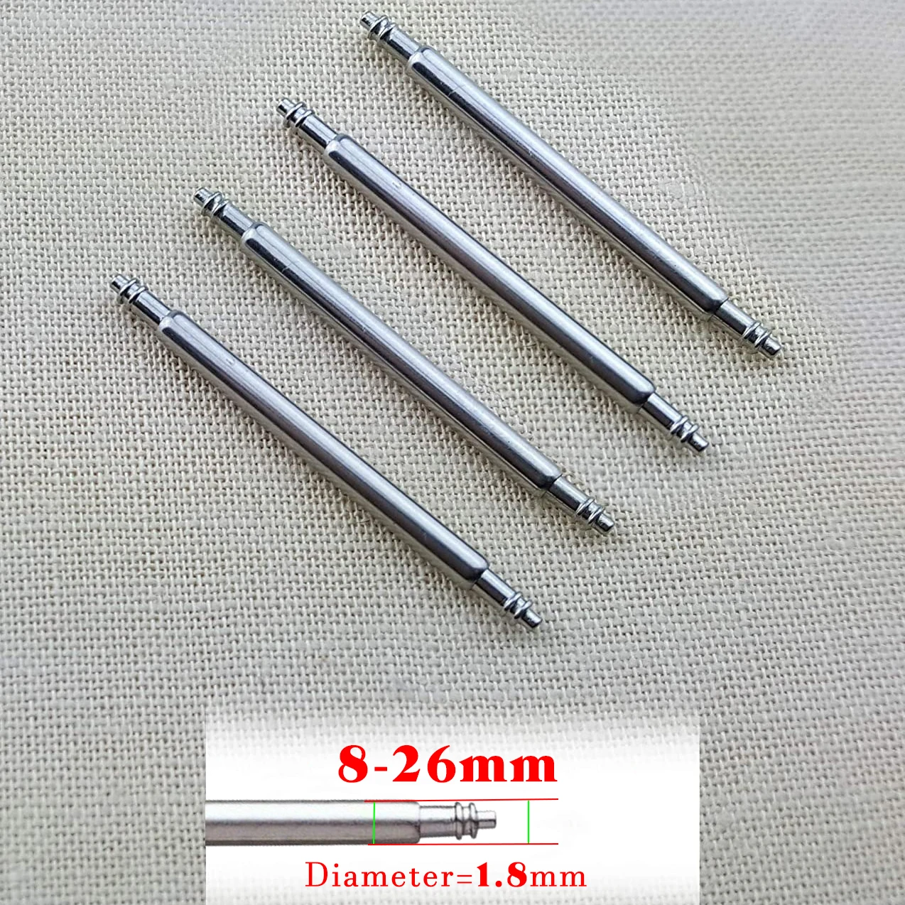 20pcs Watch Band Pins 1.8/1.5mm Diameter Full Stainless Steel Watch Spring Bars 10/15/16/18/20/21/22/23/24/26mm Watch Repair Kit