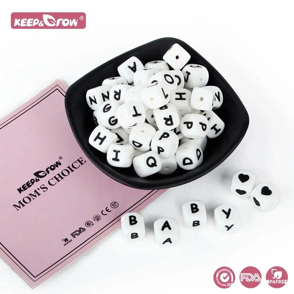 26/50/100/300/1000Pcs Silicone Letters Beads 12MM English Alphabet Letter For Personalized Name DIY Pacifier Clips Teether Toys