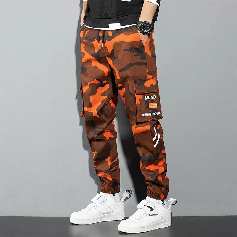 Black Cargo Pants Men Y2K Streetwear Casual Pants Green Plus Size Camo Cotton Multi Camouflage Street Wear Style Korean Fashion