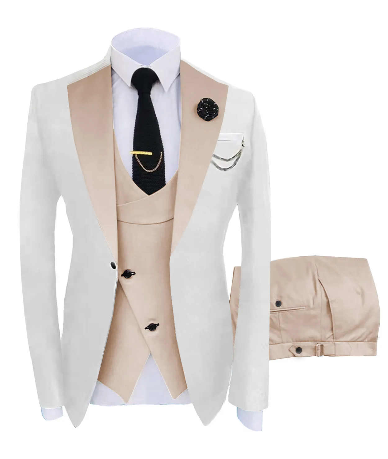 ( Jacket + Vest + Pants )Suits for Mens 2024 Casual Business Suit High-end Social Formal Suit 3 Pcs Set Groom Wedding Men