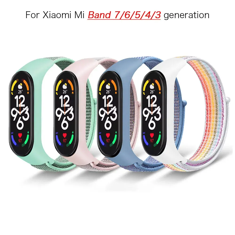 Nylon Strap For Xiaomi Mi Band 7 6 3 5 Bracelet Wristband Sports Breathable Bracelet For Miband 7 5 4 3 Replacement Correa Strap