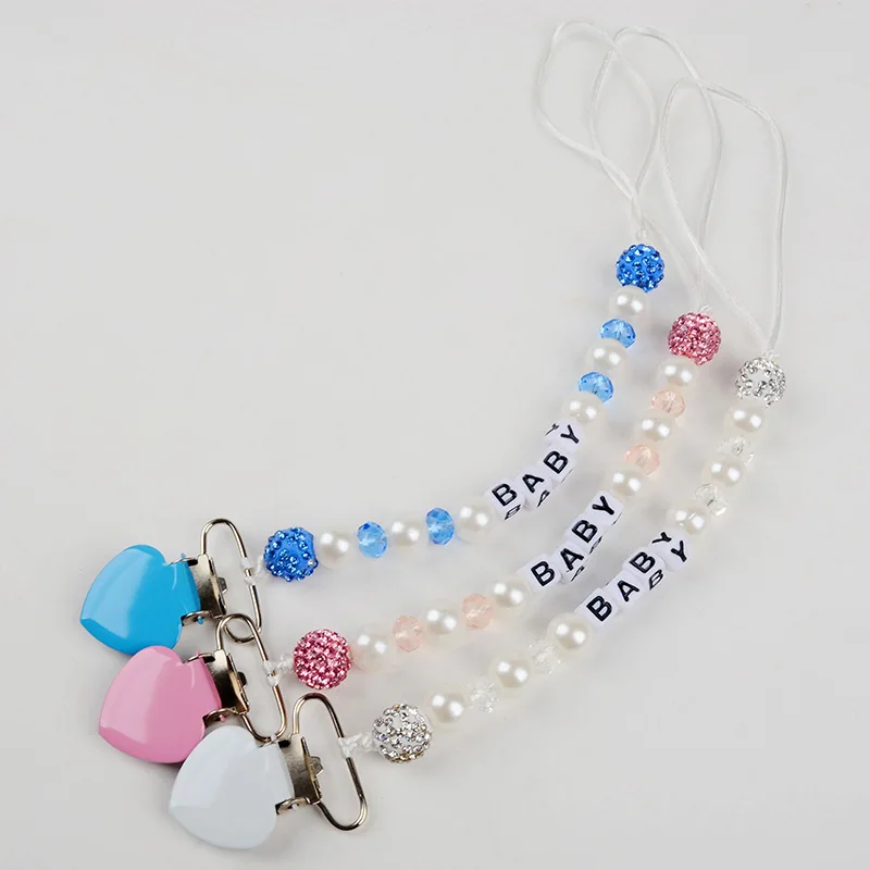 1 Pc Infant Baby Pacifier Clip Chain New Clay Crystal Anti-drop Chain for Baby Boy Girl Heart Nipple Clip Chain Baby Stuff