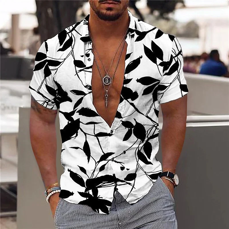 Summer New Men's Shirts Hawaii Beach Vacation Shirts for Men Loose Breathable Short Sleeve Tops Oversized Men's Clothing Camisa